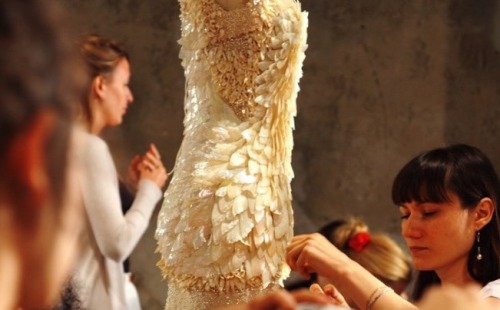 Backstage at Alexander McQueen spring 2012 rtw