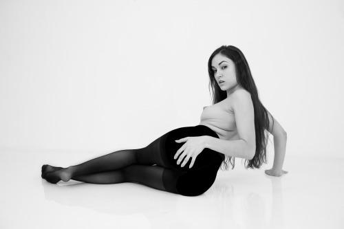americanapparel: Sasha Grey in the Sheer Luxe Pantyhose by American Apparel.