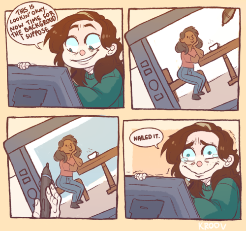 thereinliesmyproblem: kroov: I just can’t draw backgrounds  The same background in the last panel killed me honestly 