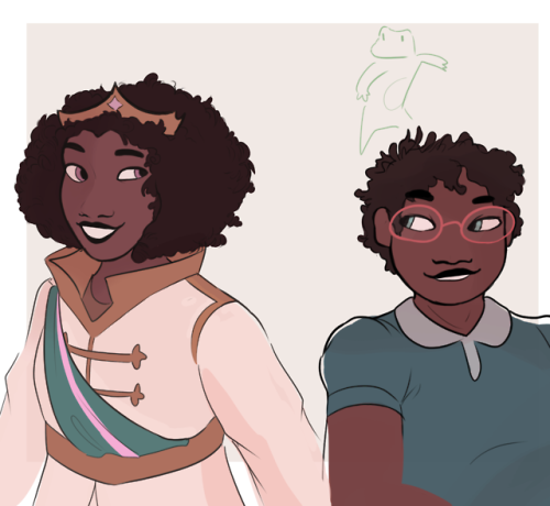 notedchampagne:doodles for my princess and the frog! janeroxy au you know whats goin on