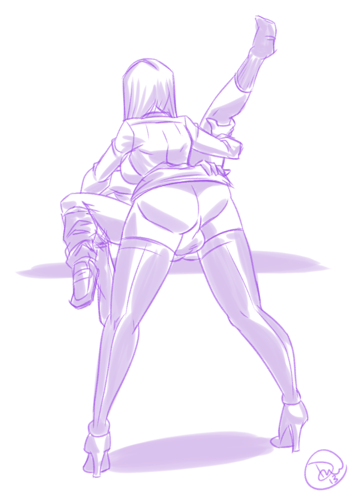 inkstash:  Quick sketch tonight before bed. A boss futa breaking in her new assistant.