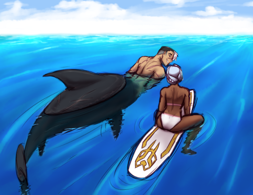 breezycheezyart: Mermay with mershark!Shiro! Allura’s found quite the catch! ;)Super messy ske