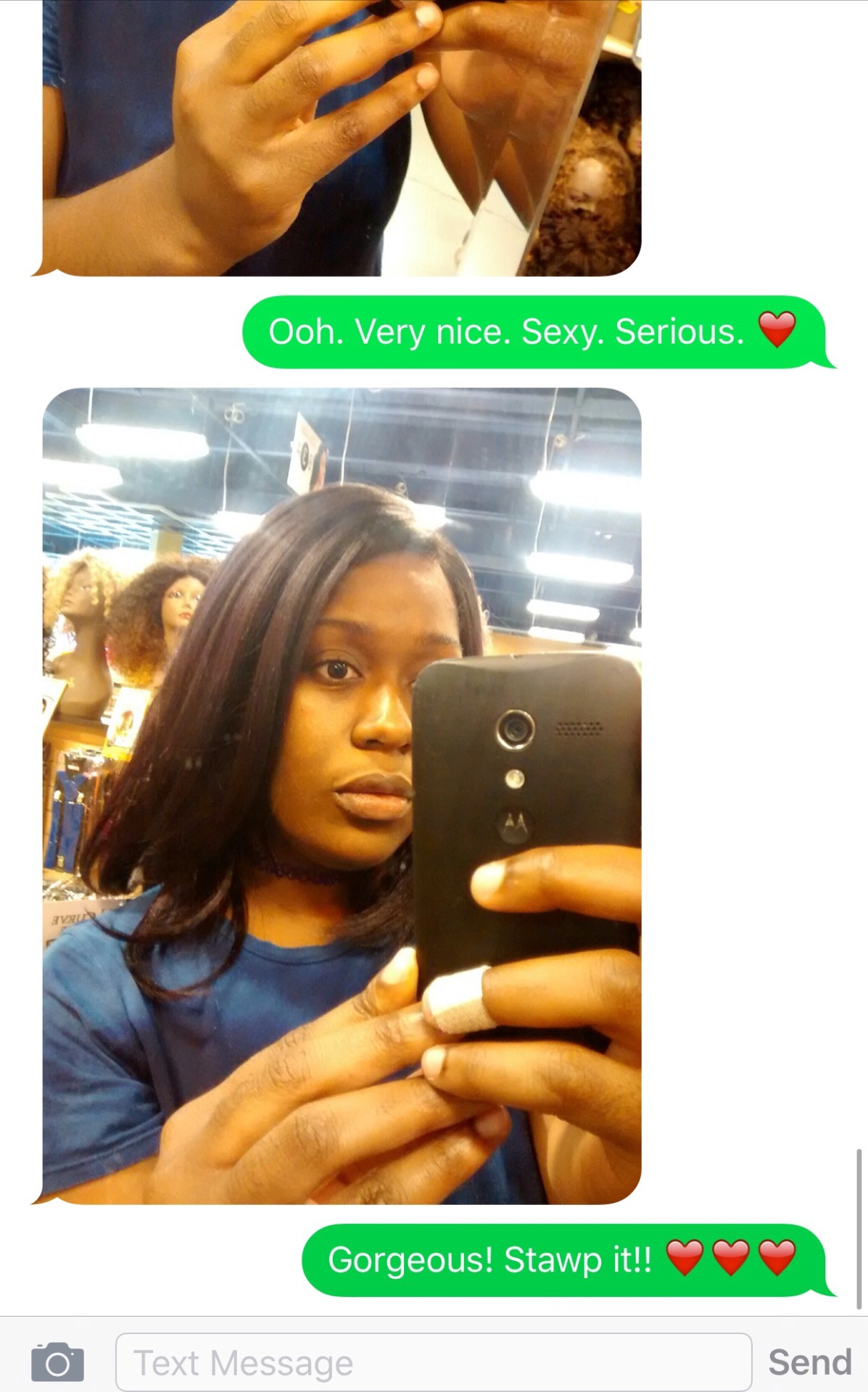 thedoghouse09:  When your partner is at the hair store sending you pictures and you