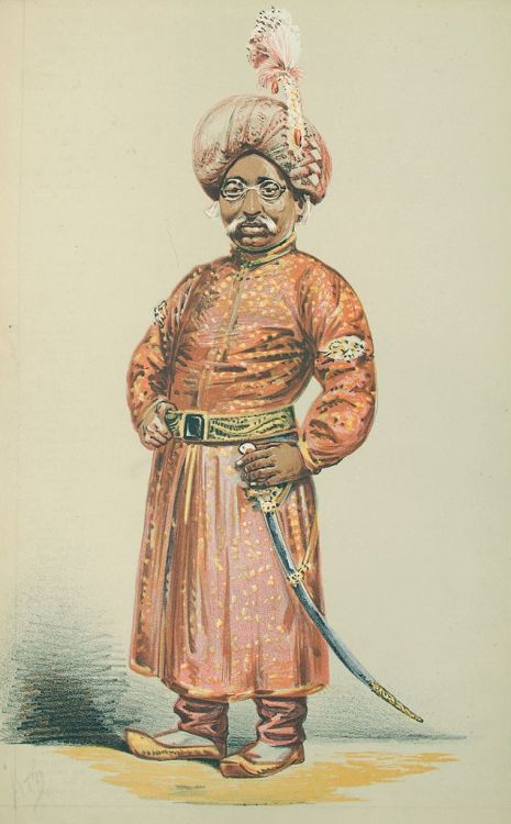 Caricature of Mansur Ali Khan, Nawab of Bengal by Alfred Thompson for Vanity Fair magazine,1870 