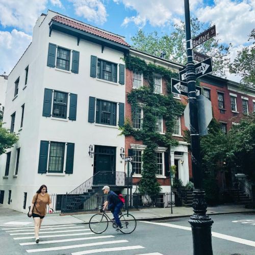 Just across the street from these 19th century old townhouses on Bedford street in West Village is l