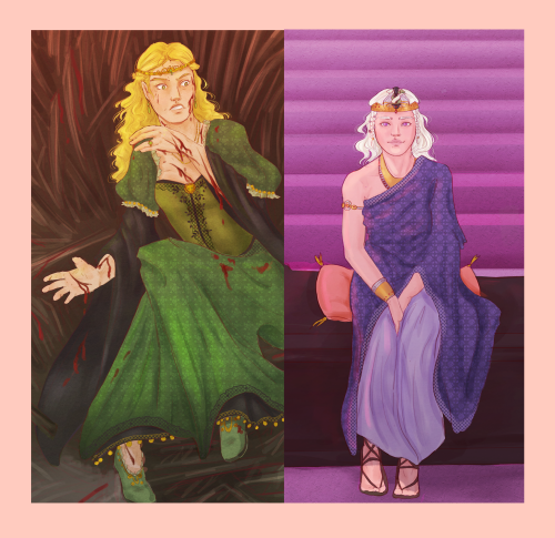 aegontheconquerorwithteats:Here are the Daenerys and Cersei pieces that I commissioned from the incr