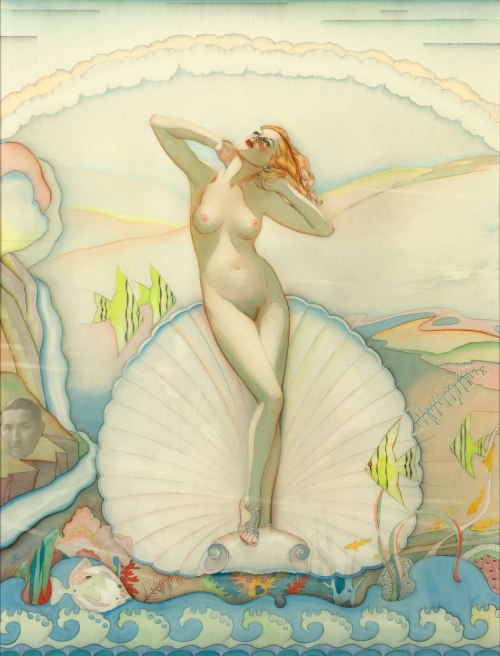 wasbella102:Alberto Vargas:  Vénus dans un demi coquillage