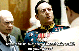 fighting-naturalist:“Sneaky little shit.”Jason Isaacs as Field Marshal Zhukov in The Death of Stalin