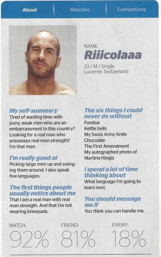 i-like-butt:  also i saw THESE AND GEEEEEZ OH MAN   I like Cesaro&rsquo;s profile!