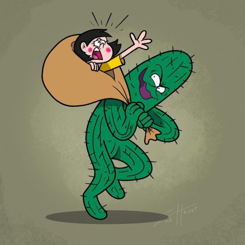 A drawing of the Cactus Man before his untimely demise #Cheerios #CheeriosKid #CactusMan #illustrati