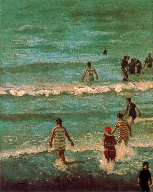 huariqueje:The Bathers , Dieppe  -  Walter Richard Sickert , 1902English, 1862-1940Oil on canvas, 13