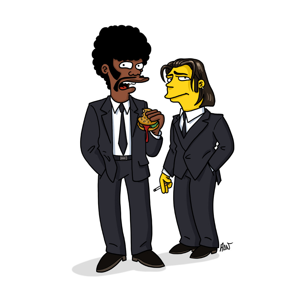 drawthesimpsons:  “Mmmmh… This is a tasty burger!” / Jules Winnifield (Samuel