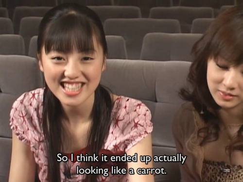 sailorfailures:Miyuu Sawai (left, Sailor Moon) talking with Keiko Kitagawa (right, Sailor Mars) abou