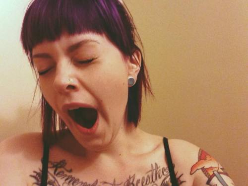 tried to bedtime selfie but I just yawned instead. nuh’ night #yawn #fuck