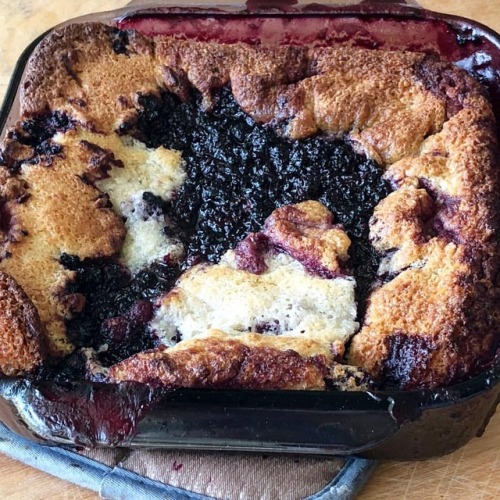 Clearing out the freezer. Frozen blackberries make a delicious cobbler! One if the easiest recipes o