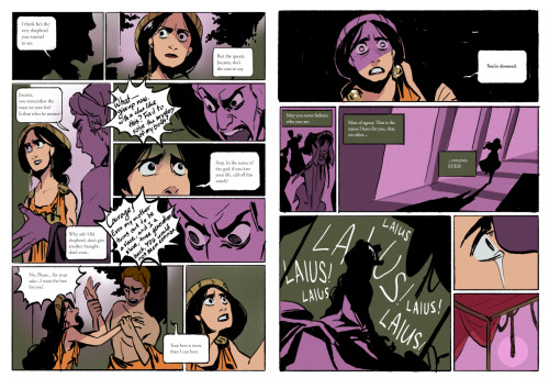 I got to do a 2 page graphic novel for hw!A scene from Oedipus the King where Jocasta finds out the 