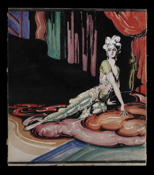 artemisdreaming:Drawing for Mikhail Fokine’s ballet Scheherazade premiered by the Diaghilev Ballets 