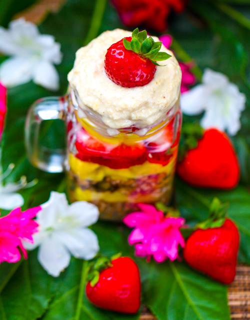 Olenko’s Raw Vegan Oat Parfait with Jackfruit and Strawberries   Oats: 1 cup gluten free organ