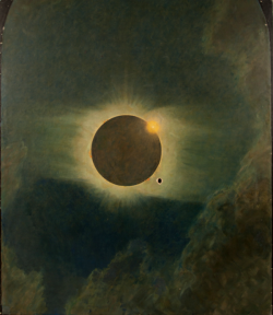 nemfrog:  “Solar eclipse as seen from Lompoc, California, 1923, center panel in triptych, The three solar eclipses seen in the United States in 1918, 1923, and 1925, by Howard Russell Butler.” 1925. American Museum of Natural History Research Library.