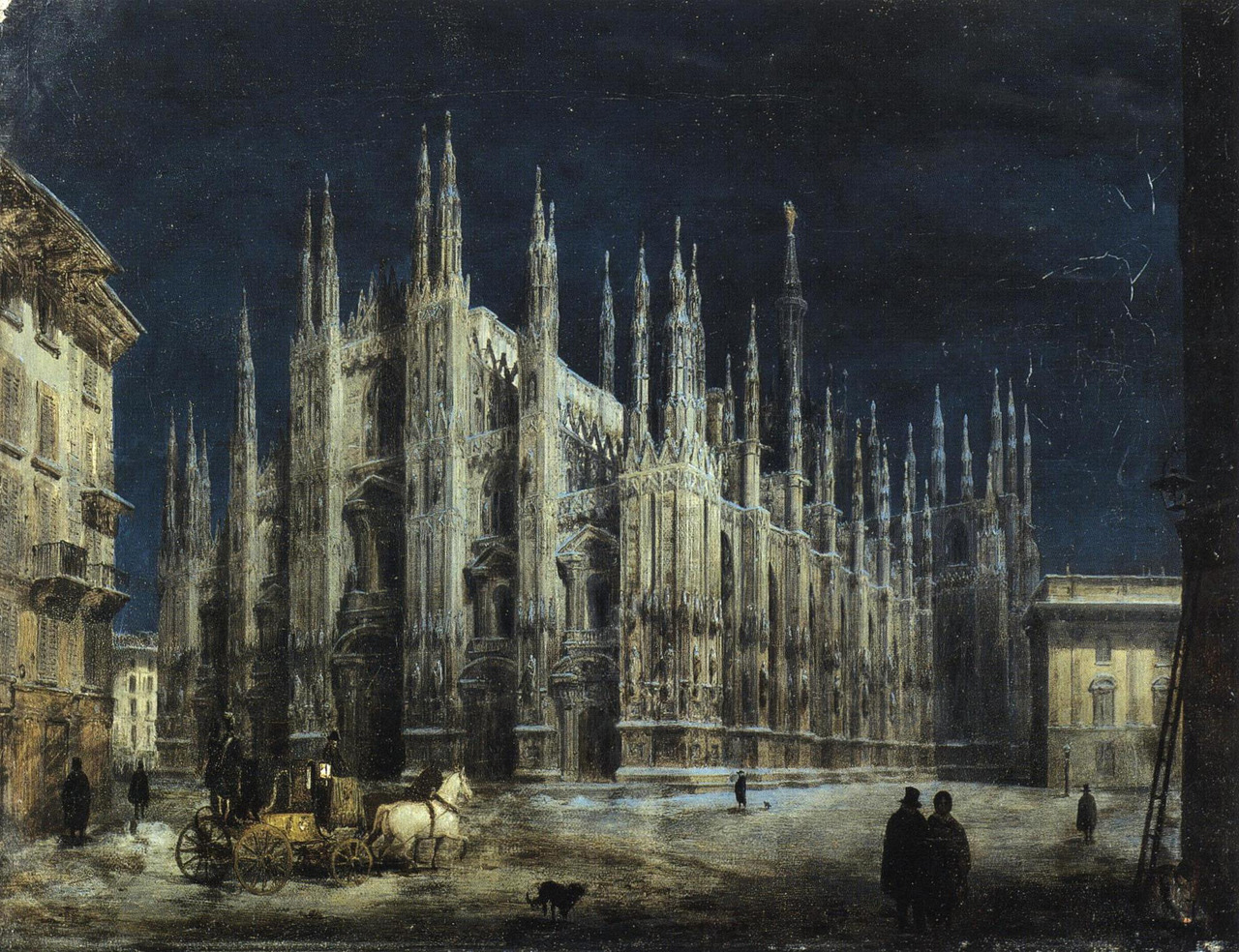 infected:
“ Notturno di Piazza del Duomo a Milano, created before 1866
by Angelo Inganni
”