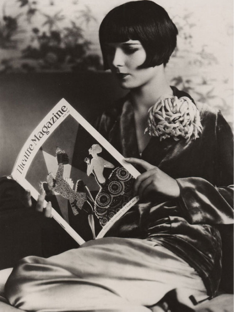 Porn Pics Louise Brooks reading Theatre Magazine (1927).