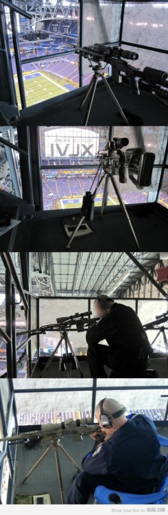 11bravochuck:military-life: Sniper Security at the Super Bowl. That’s really fuckin creepy. An
