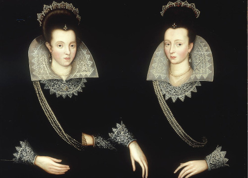  Portrait of sisters, probably Anne of Denmark &amp; her sister Elizabeth by Robert Pe