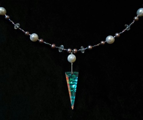 Cold worked dichroic glass jeweled necklace by Richard Elvis and Elsie Marie