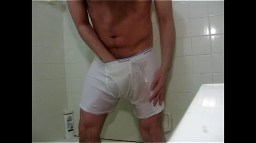 prettyinpiss:  So I totally lost control and flooded a pair of white boxers and managed