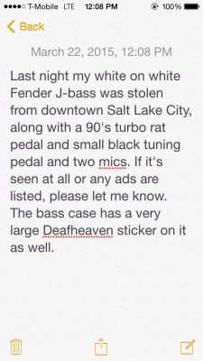 yamcans:  throbbing-lung-fiber:  by the way this happened too if you see someone trying to sell this beat them up. I mean hit me up.  Signal boost, this is messed up. Instruments are important things, don’t steal them. If anyone has any idea where this