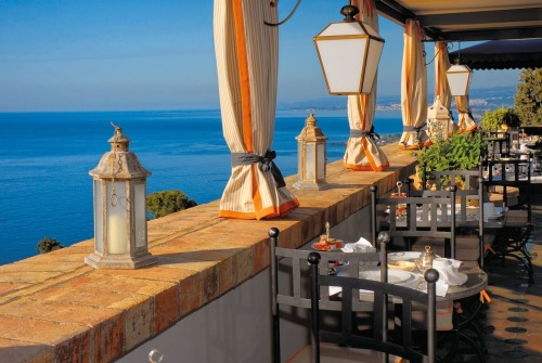 The view from the terrace from the Hotel Villa Carlotta in Taormina. www.hotelvillacarlottataormina.