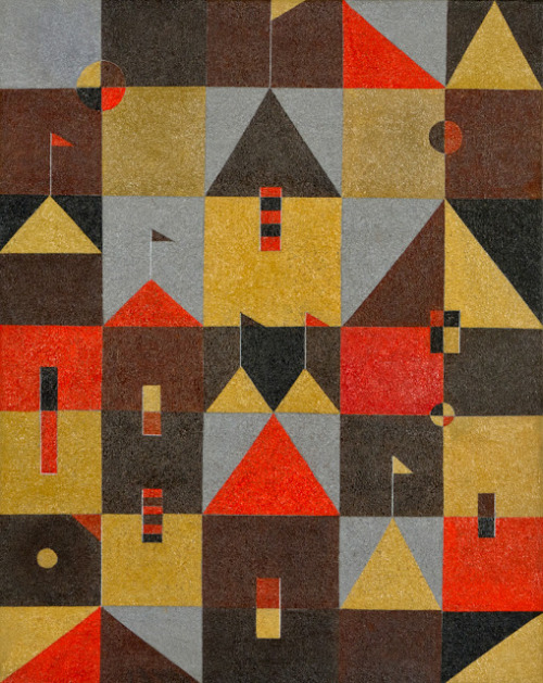 nobrashfestivity:Charles Green Shaw, rooftops and pennants, 1942