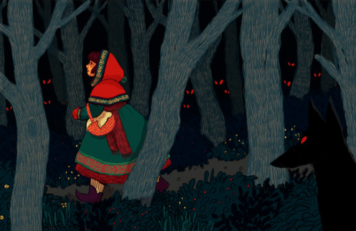 a folksy red riding hood for my color class 