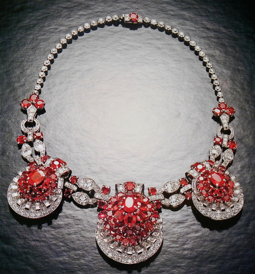 birthstonesgems: Luxury Cartier Ruby Necklace with Diamonds. Credits to Clive Kandel 