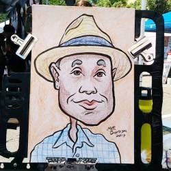 Doing caricatures at the Central Flea in