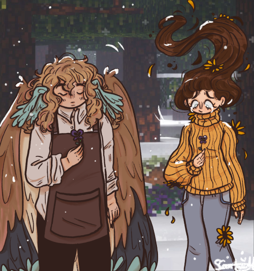 Christmas Art For @anchored-dust ! ( Character On Left Belongs To @anchored-dust )