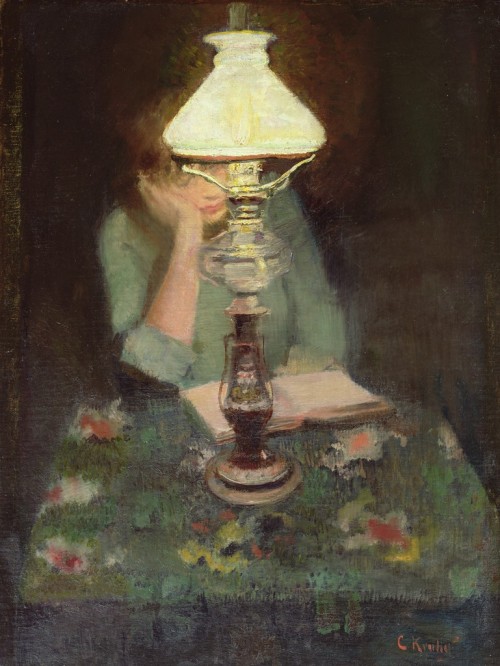 Oda with Lamp. Christian Krohg (Norwegian, 1852-1925). Oil on canvas. Model is Oda Krohg (1860-1935)