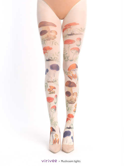 Virivee Mushroom tights SEMI-opaque tights with different mushroom patternwebshop - instagram - etsy