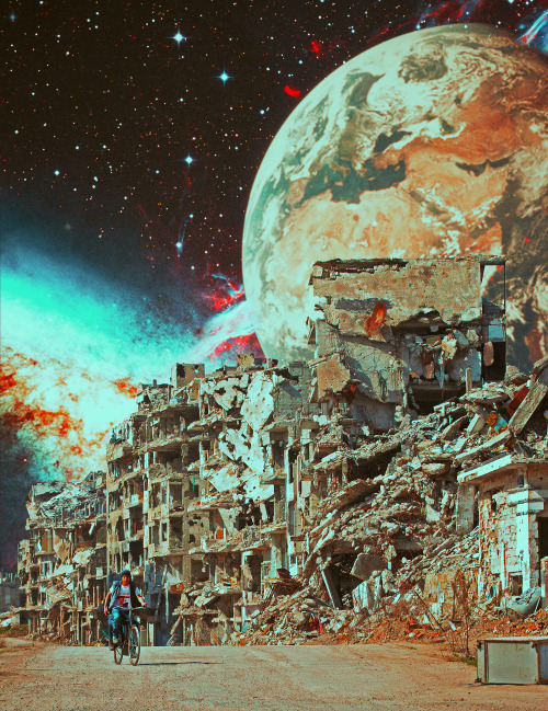 ayhamjabr:Internal Landscape-Syria Destruction. Surreal Mixed Media Collage Art By Ayham Jabr. Ins