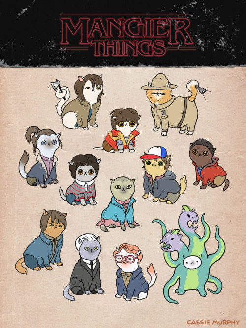 I drew the cast of Stranger Things as cats! You can find them in my shop here: https://www.etsy.com/