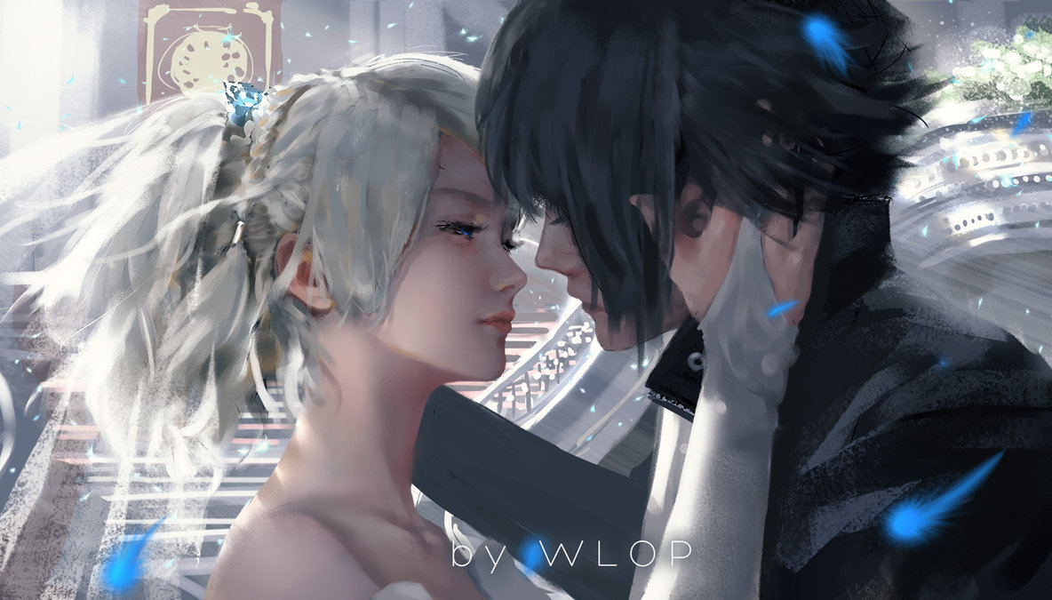 wlopwangling: Moon and Night by wlop  Dearest LunaFreya and Noctis, may you two know