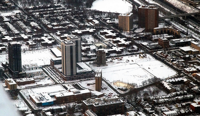 destroyed-and-abandoned:  An aerial shot of demolition from 2000 feet in Toronto’s