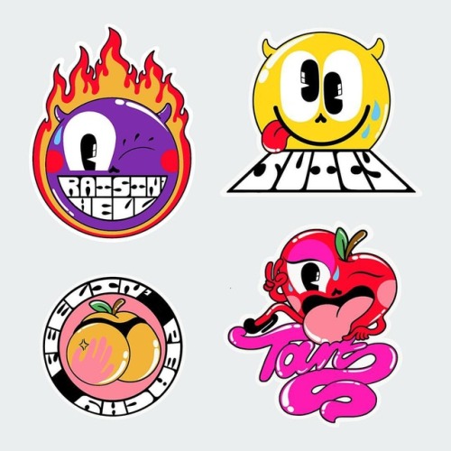 Fruit sticker inspired stickers #raisinhell #juicy #feelinpeachy #appletart which one are you? - I’m