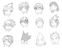 Headshot Sketches of the My Hero Academia