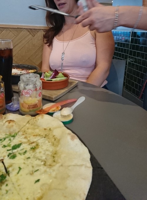 naive-mothers: Totally snapped a pic of mom at the dinner tae when no one was looking. Do you see th