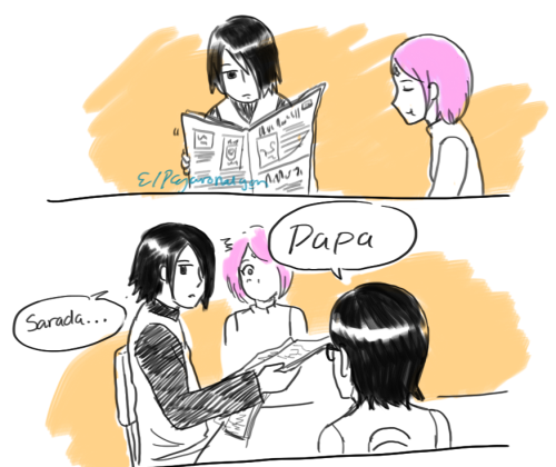 elpajaronalgon:  salty sarada is my favim sorry im not good at drawing comics  but i HAD TO THAT IDEA WAS JUST TOO GOOD. Credit to flowerslut for the idea.  yes, Papasuke is old school and reads newspapers