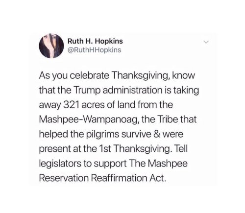 cyborgoctopus: 0operson: [ tweet by Ruth H. Hopkins As you celebrate thanksgiving, know that the Tru