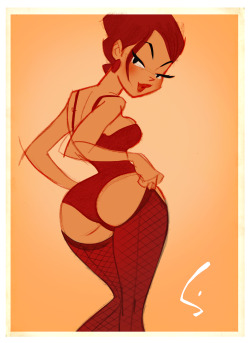 cartoonretro:Shane Glines  lady in red~ <