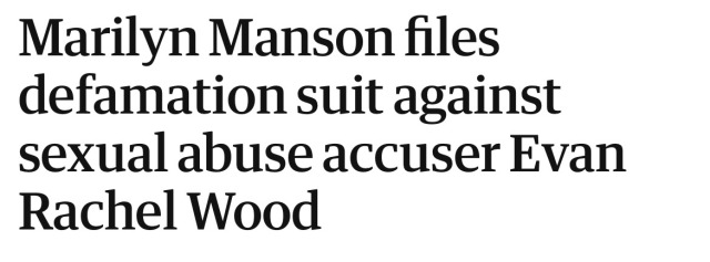 Marilyn Manson files defamation lawsuit against sexual abuse accuser Evan Rachel Wood