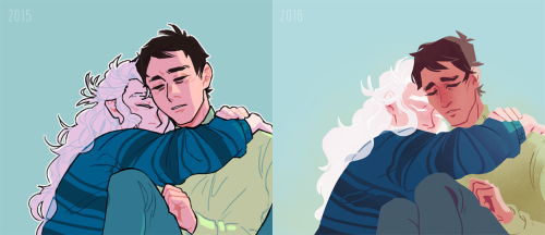 One year difference, 2015 and 2016! A picture I redrew for a zine. Dunant is @p-kom‘s.